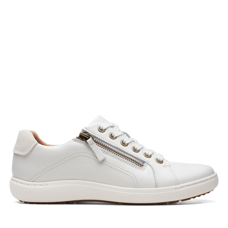 Baskets Clarks Nalle Dentelle Cuir Blanche Femme|OZK-3562765