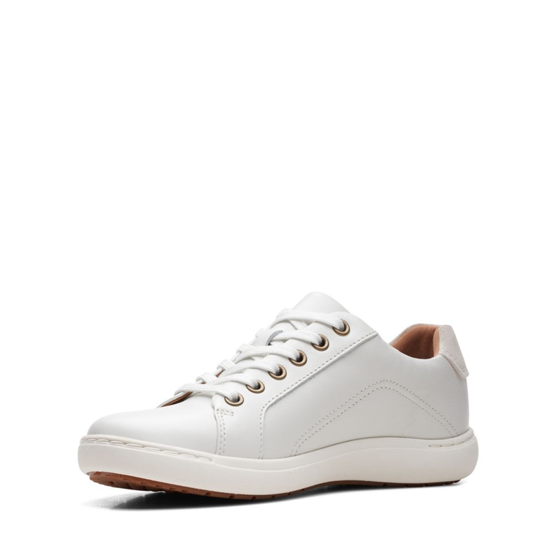 Baskets Clarks Nalle Dentelle Cuir Blanche Femme|OZK-3562765