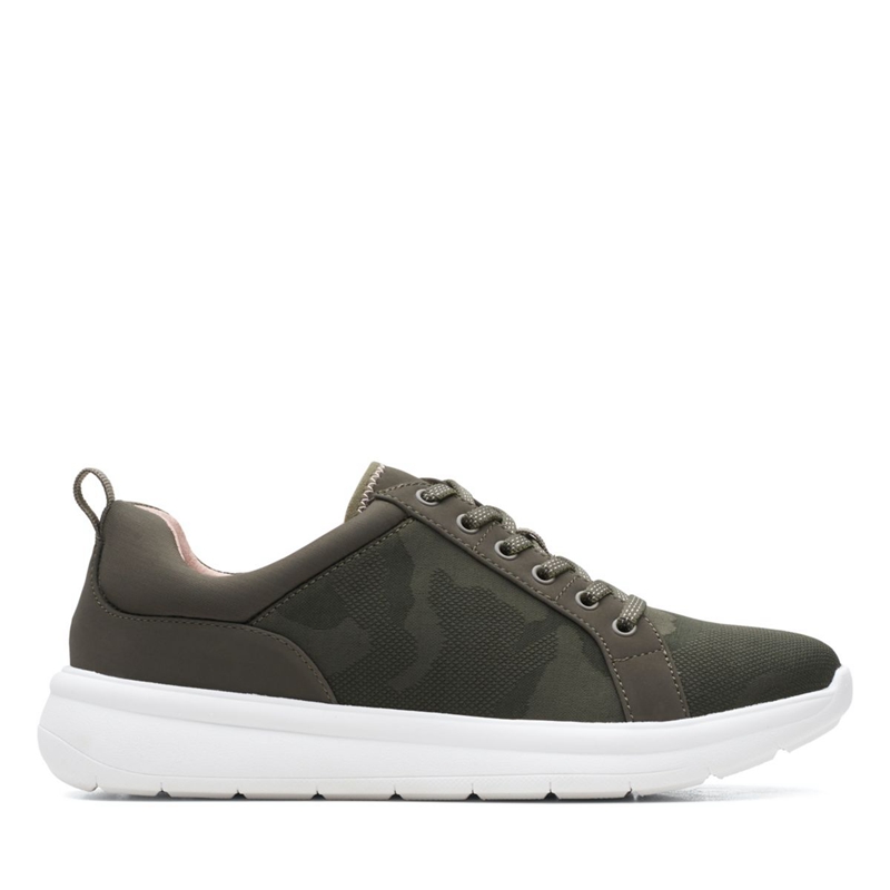 Baskets Clarks Ezera Dentelle Vert Olive Foncé Femme|JXS-6711573