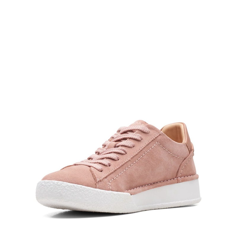 Baskets Clarks Craft Cup Dentelle Daim Rose Femme|YEM-0763471