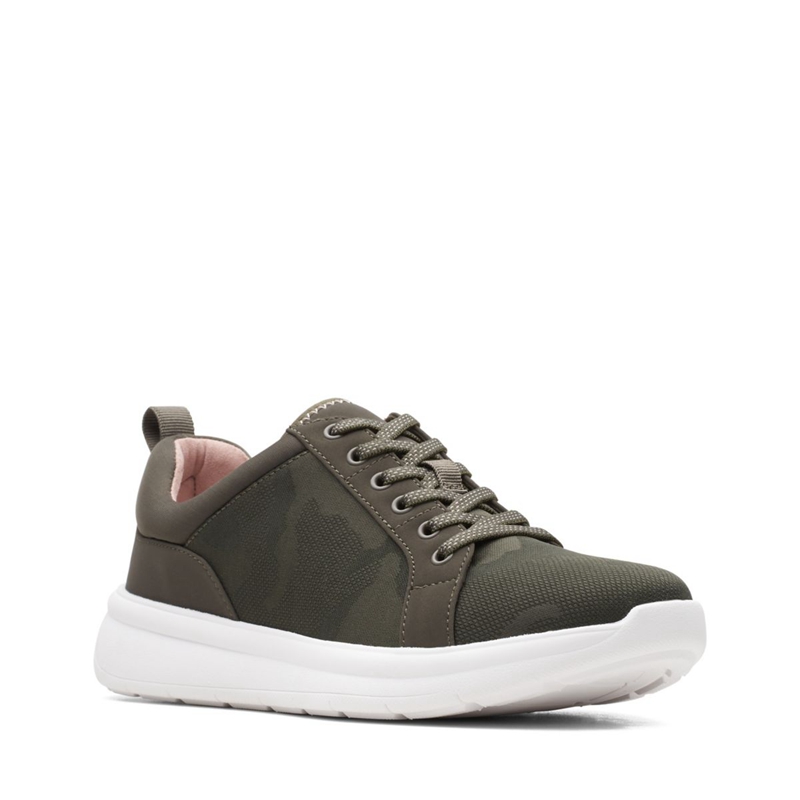 Baskets Clarks Ezera Dentelle Vert Olive Foncé Femme|JXS-6711573