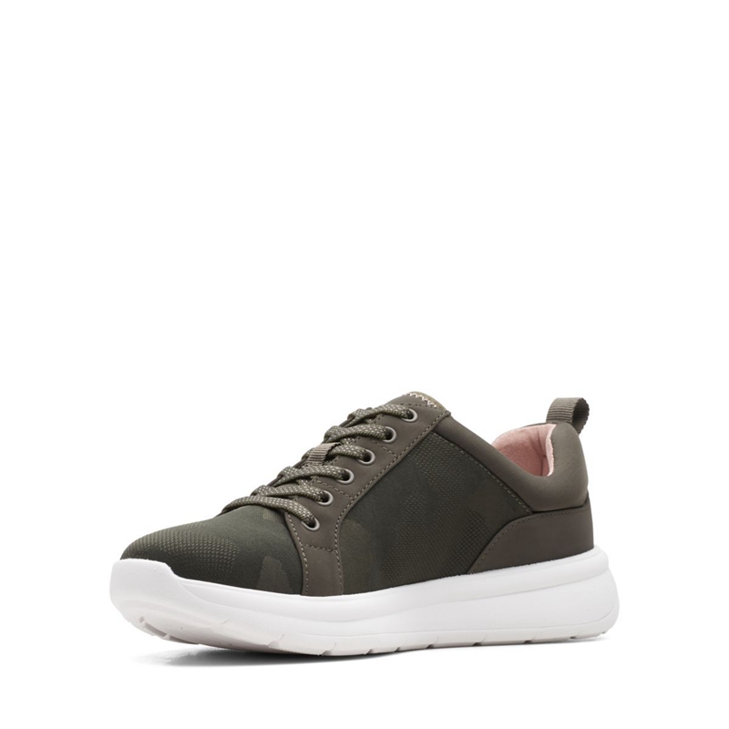 Baskets Clarks Ezera Dentelle Vert Olive Foncé Femme|JXS-6711573