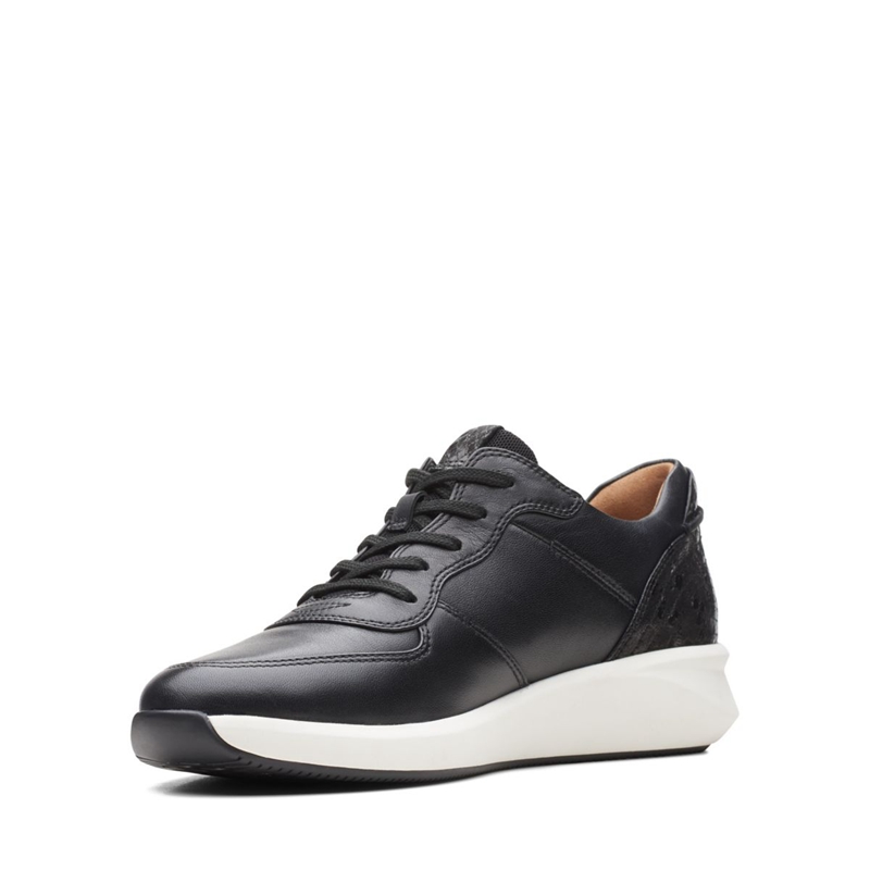 Baskets Clarks Un Rio Sprint Combi Lea Noir Femme|PGH-9192901