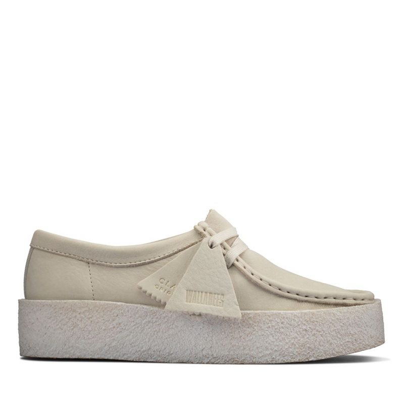 Mocassin Clarks Wallabee Cup Nubuck Blanche Femme|ERB-3832797