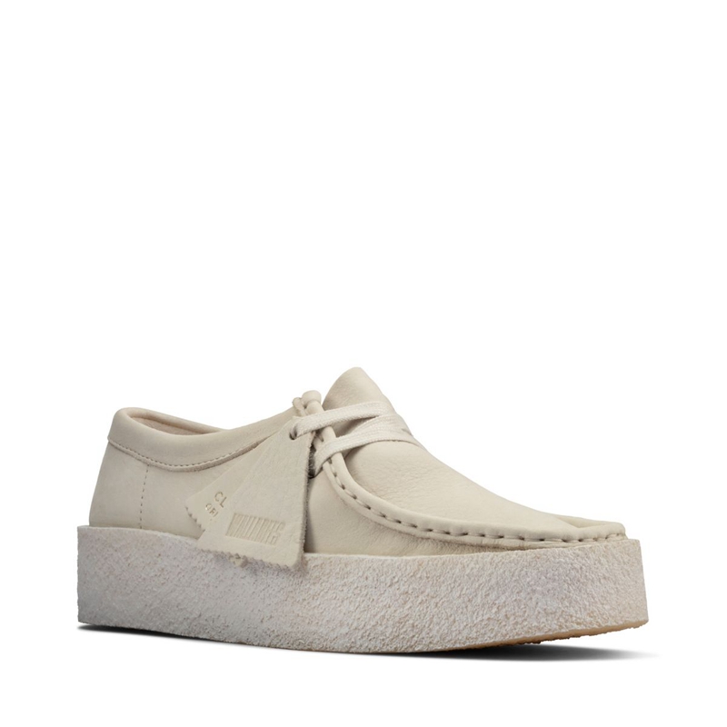 Mocassin Clarks Wallabee Cup Nubuck Blanche Femme|ERB-3832797