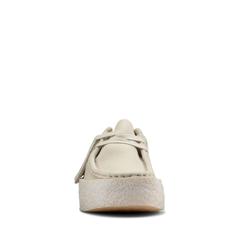 Mocassin Clarks Wallabee Cup Nubuck Blanche Femme|ERB-3832797