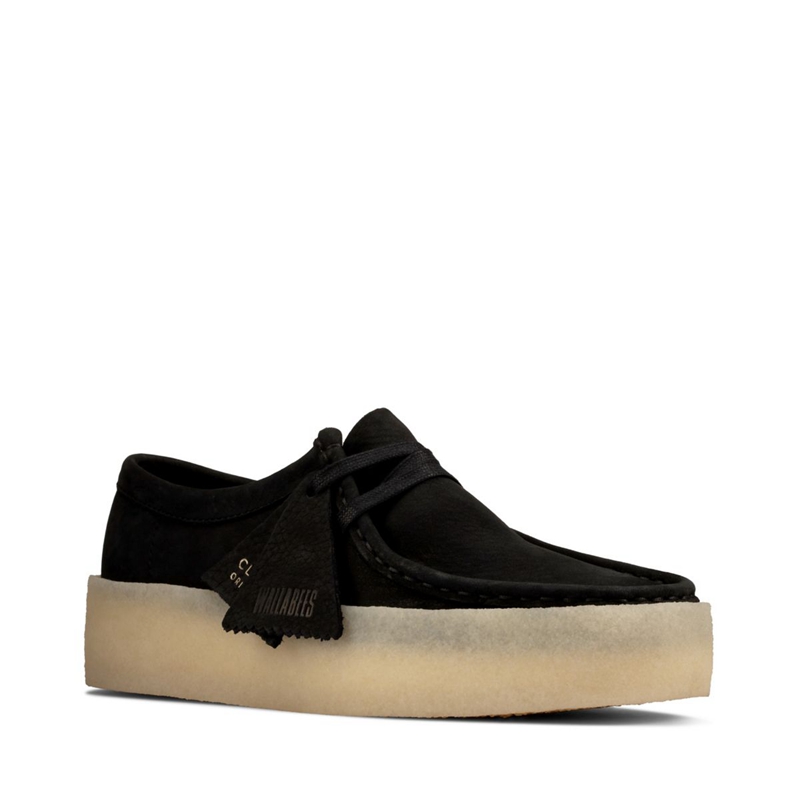 Mocassin Clarks Wallabee Cup Nubuck Noir Femme|KJE-2445078