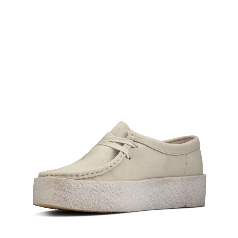 Mocassin Clarks Wallabee Cup Nubuck Blanche Femme|ERB-3832797