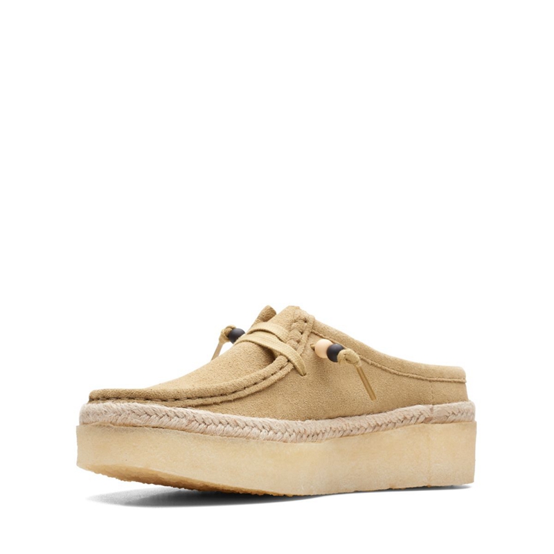 Mocassin Clarks Wallabee Cup Lo Maple Daim Kaki Femme|SGQ-4220478