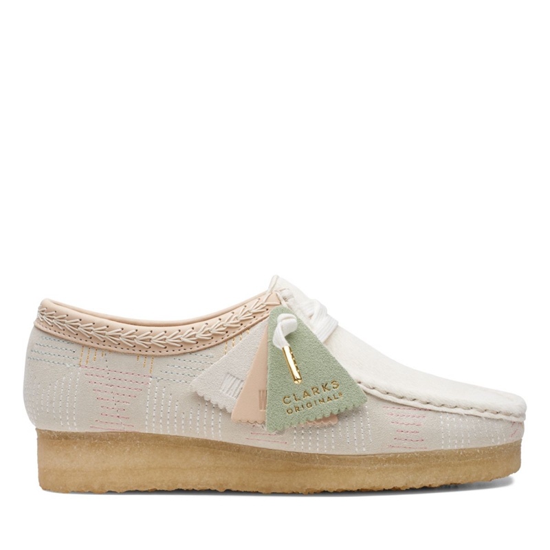 Mocassin Clarks Wallabee Off Hairy Blanche Femme|TET-9096624