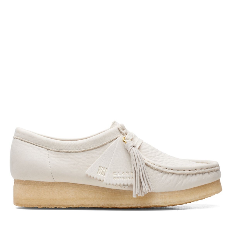 Mocassin Clarks Wallabee Nubuck Blanche Femme|KIG-4813544