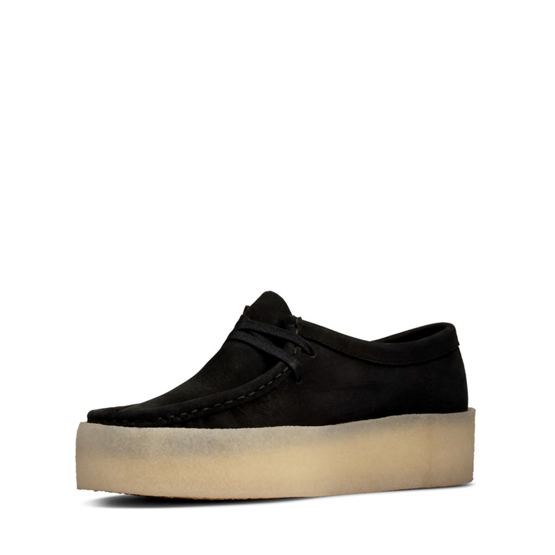 Mocassin Clarks Wallabee Cup Nubuck Noir Femme|KJE-2445078