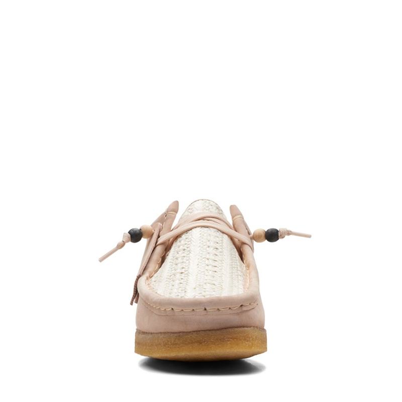 Mocassin Clarks Wallabee Natural Raffia Beige Femme|UWL-3867186