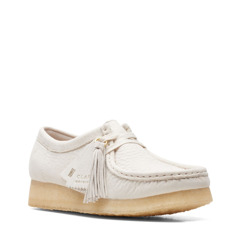 Mocassin Clarks Wallabee Nubuck Blanche Femme|KIG-4813544