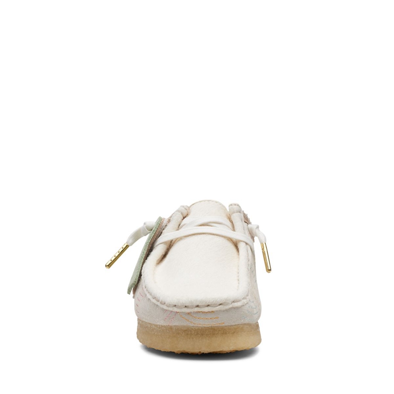 Mocassin Clarks Wallabee Off Hairy Blanche Femme|TET-9096624