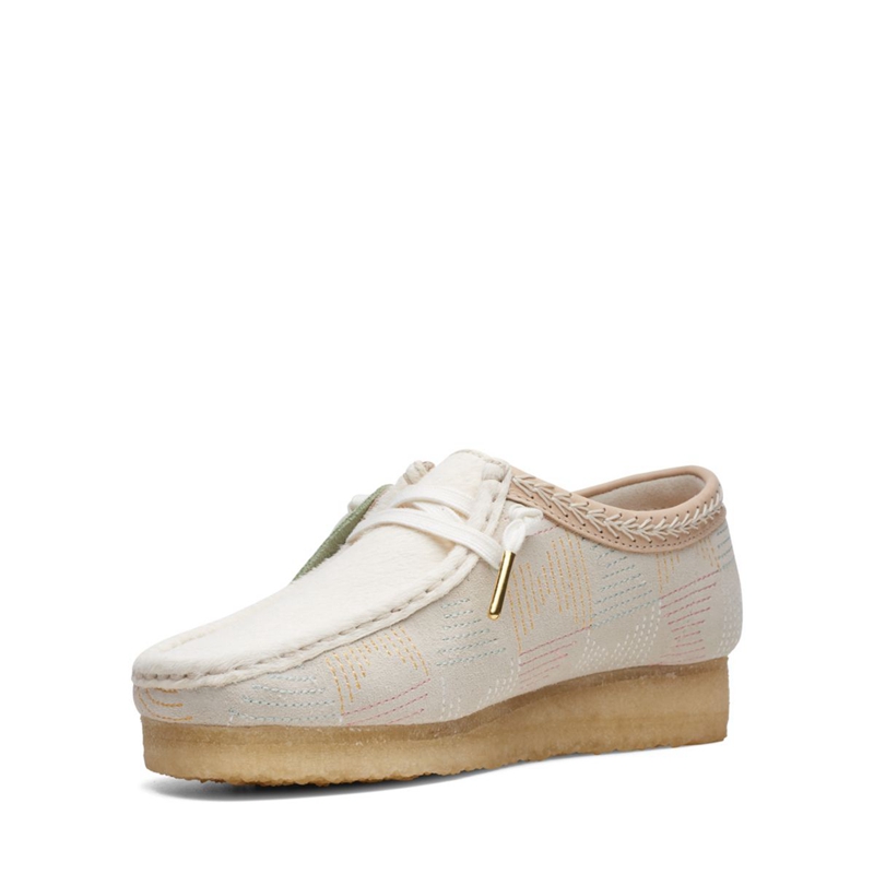 Mocassin Clarks Wallabee Off Hairy Blanche Femme|TET-9096624