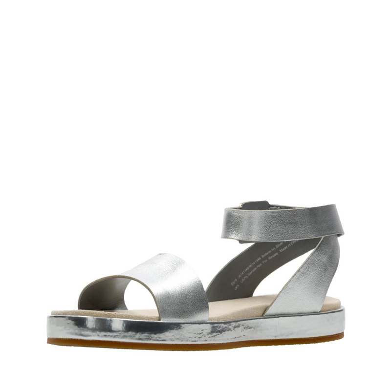 Sandales Clarks Botanic Ivy Silver Cuir Argent Femme|ZQF-0439141