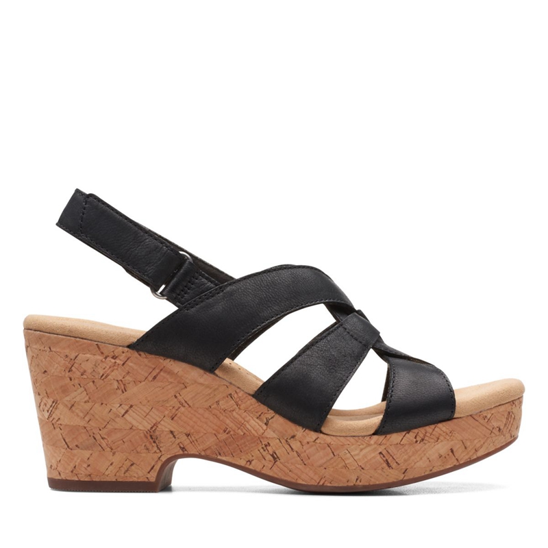 Sandales Clarks Giselle Beach Cuir Noir Femme|IVA-5496940