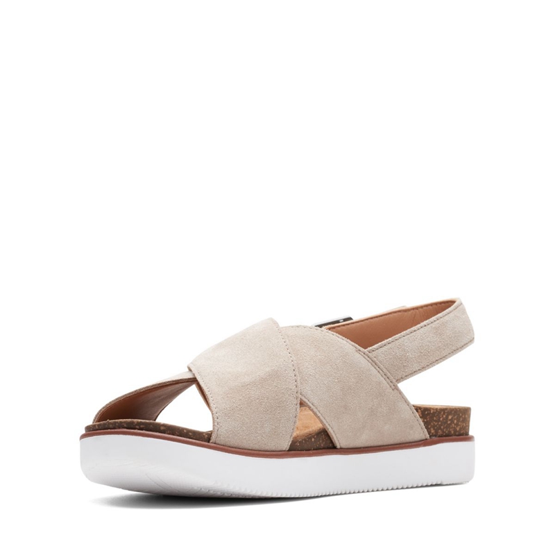 Sandales Clarks Elayne Cross Sand Daim Marron Femme|MCG-7574793