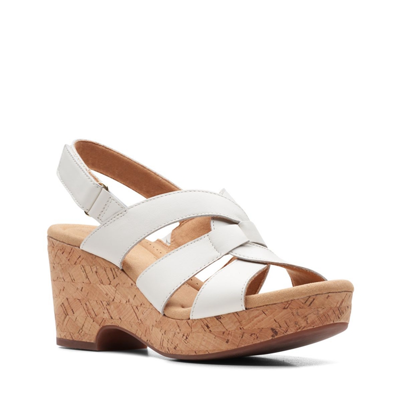 Sandales Clarks Giselle Beach Cuir Blanche Femme|CLZ-9240086