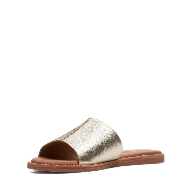 Sandales Clarks Karsea Mule Champagne Doré Metal Femme|BYF-8849206