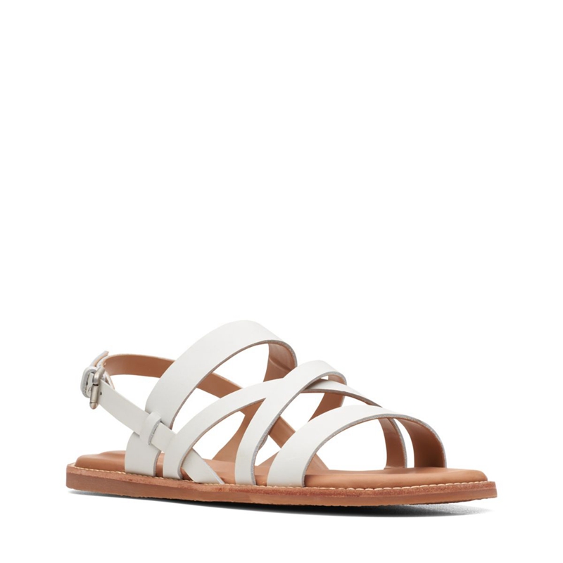 Sandales Clarks Karsea Sun Cuir Blanche Femme|FCS-0995308