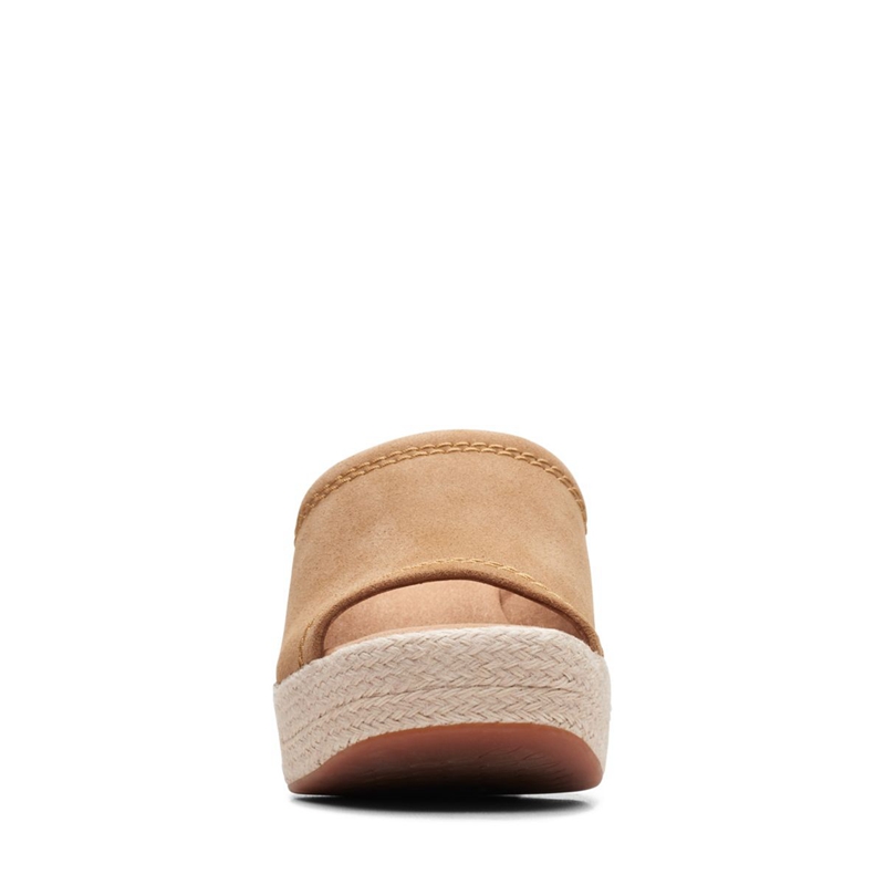 Sandales Clarks Maritsa70Slide Daim Marron Clair Femme|SGV-0189535