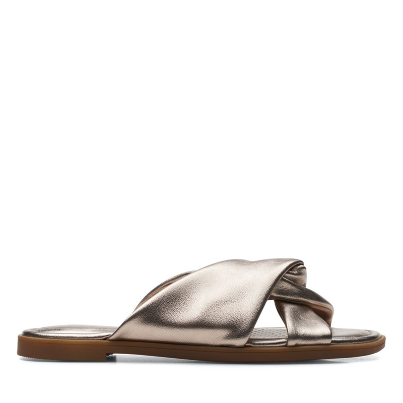 Sandales Clarks Reyna Twist Metallic Argent Femme|EIZ-0292076