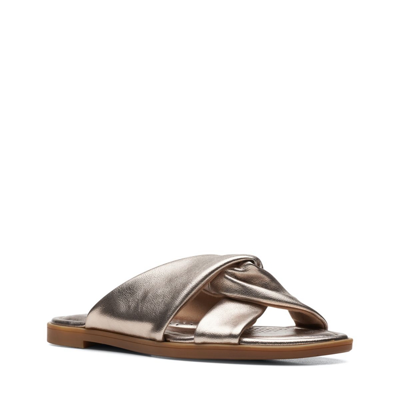 Sandales Clarks Reyna Twist Metallic Argent Femme|EIZ-0292076