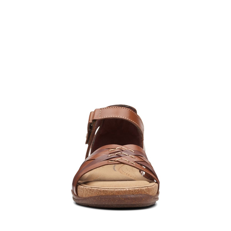 Sandales Clarks Roseville Cove Tan Cuir Marron Femme|SUE-4687276