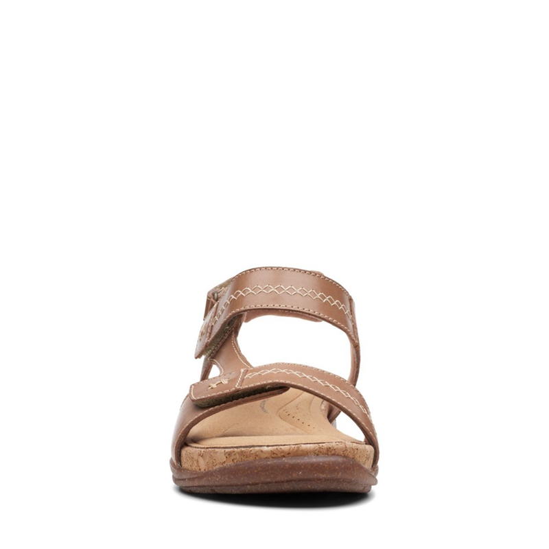 Sandales Clarks Roseville Mae Light Tan Lea Marron Clair Femme|LHM-9961924