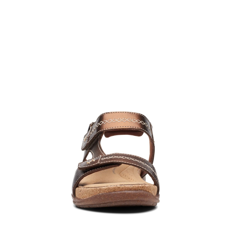 Sandales Clarks Roseville Mae Cuir Marron Femme|JZW-5673920