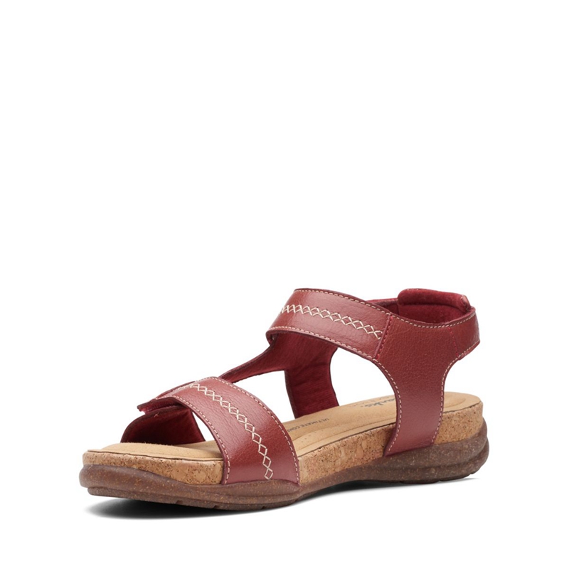 Sandales Clarks Roseville Mae Red Cuir Rouge Femme|GUO-9776435