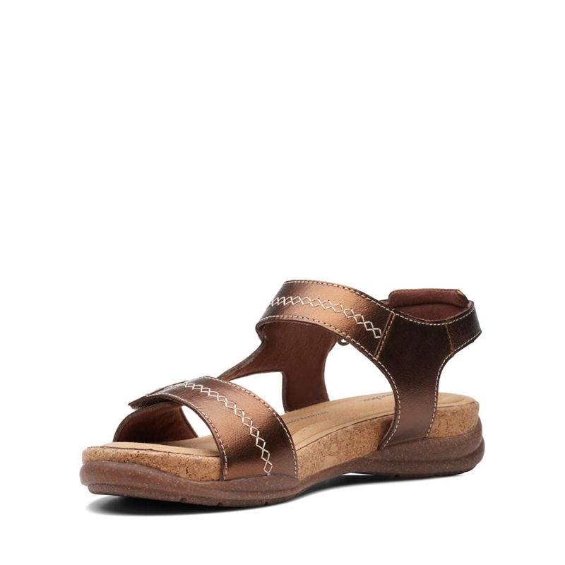 Sandales Clarks Roseville Mae Cuir Marron Femme|JZW-5673920