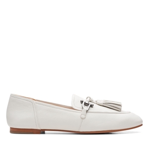 Escarpins Clarks Pure 2 Tassel Cuir Blanche Femme|IJD-3368731