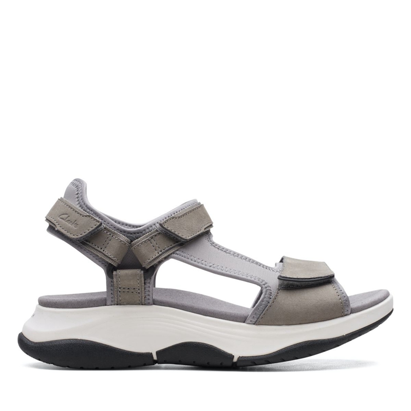 Sandales Clarks Wave 2.0 Skip Grey Combi Grise Femme|QUR-0855369