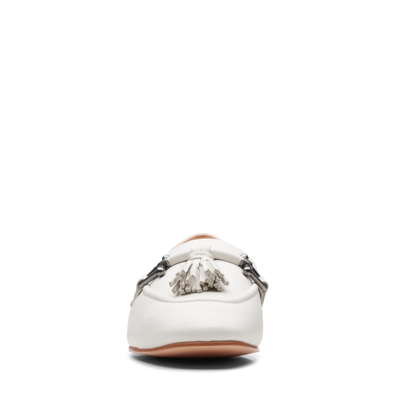 Escarpins Clarks Pure 2 Tassel Cuir Blanche Femme|IJD-3368731