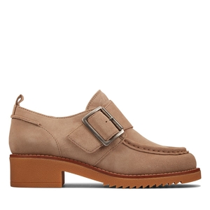 Loafers Clarks Eden Mid Monk Sand Daim Marron Femme|JNG-3818120