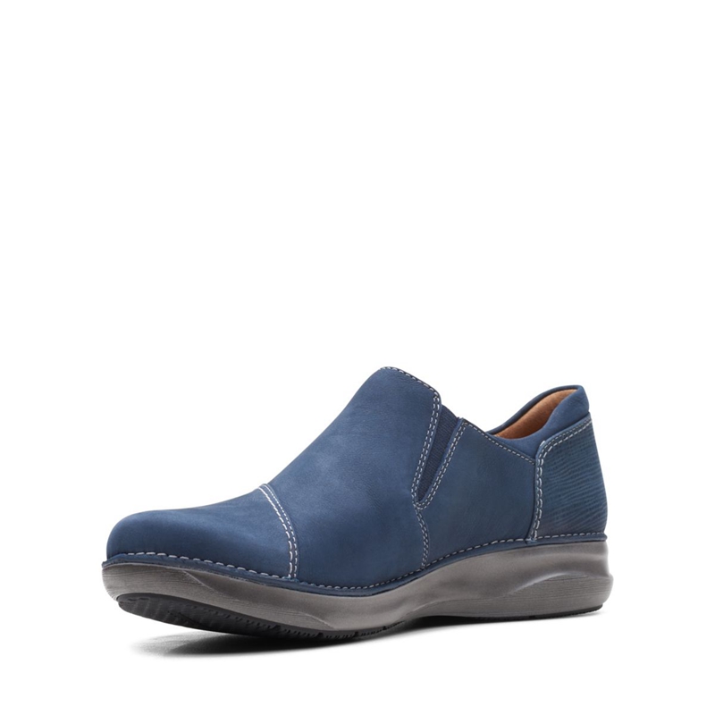 Loafers Clarks Appley Zip Nubuck Bleu Marine Femme|CGU-5425941