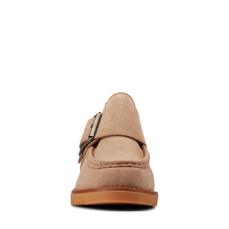 Loafers Clarks Eden Mid Monk Sand Daim Marron Femme|JNG-3818120