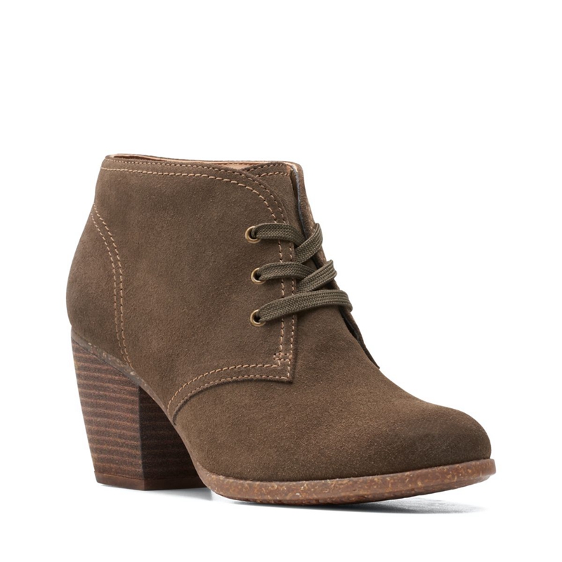 Bottes à Talons Clarks Bergen Dentelle Sde Vert Olive Foncé Femme|BEC-8127482