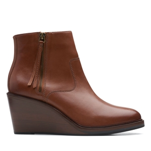 Bottes à Talons Clarks Clarkdale2 Zip Lea Marron Foncé Femme|JOC-0641212