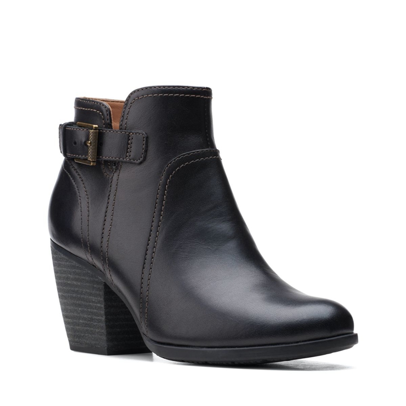 Bottes à Talons Clarks Bergen Vibe Cuir Noir Femme|UUE-6023939