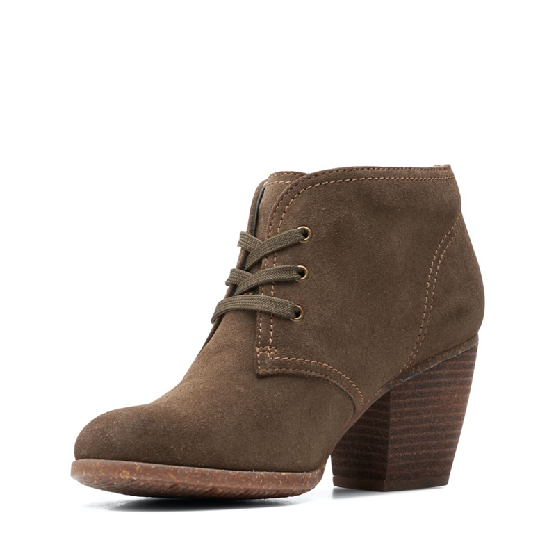 Bottes à Talons Clarks Bergen Dentelle Sde Vert Olive Foncé Femme|BEC-8127482