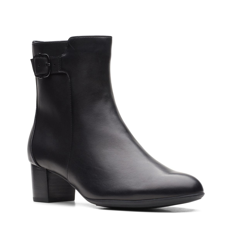 Bottes à Talons Clarks Linnae Up Cuir Noir Femme|DUT-0546796