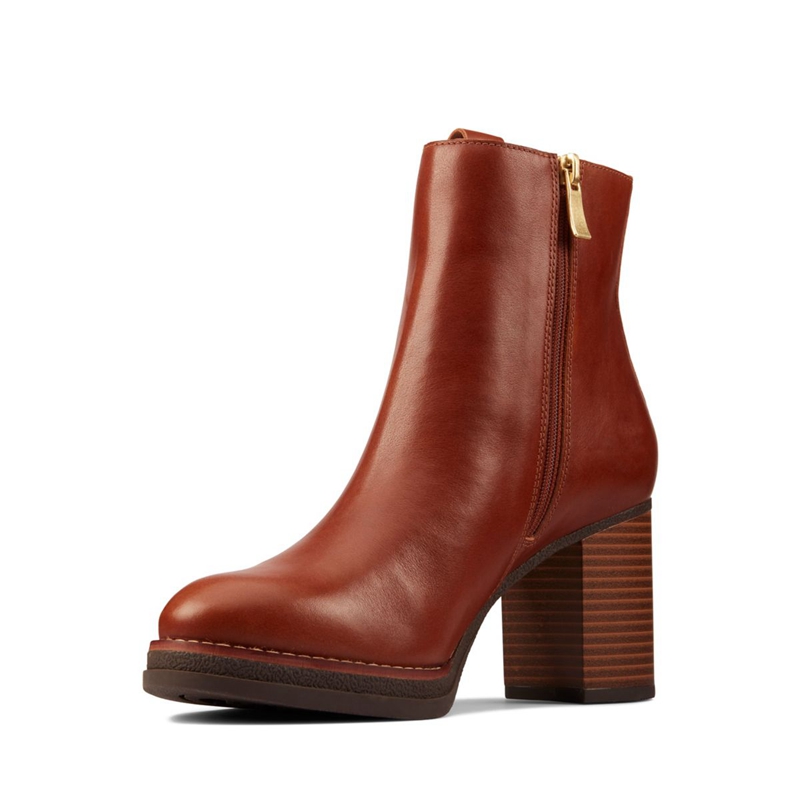 Bottes à Talons Clarks Mable Easy Lea Marron Foncé Femme|JXS-8947406