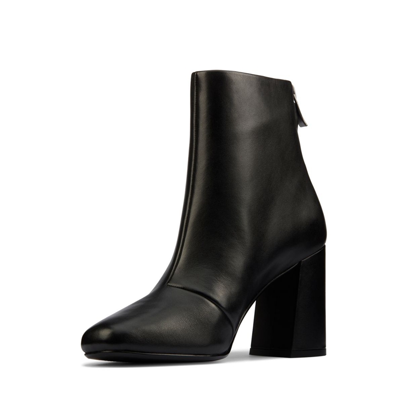 Bottes à Talons Clarks Sheer85 Zip Cuir Noir Femme|RUZ-7475263