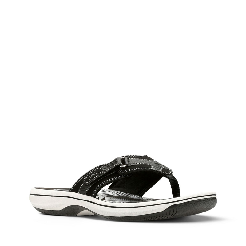 Tong Clarks BREEZE SEA Synthétique Noir Femme|QZV-0846185