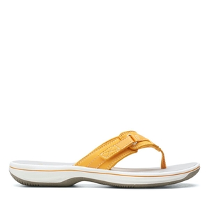 Tong Clarks BREEZE SEA Burnt Jaune Femme|BQA-7415590