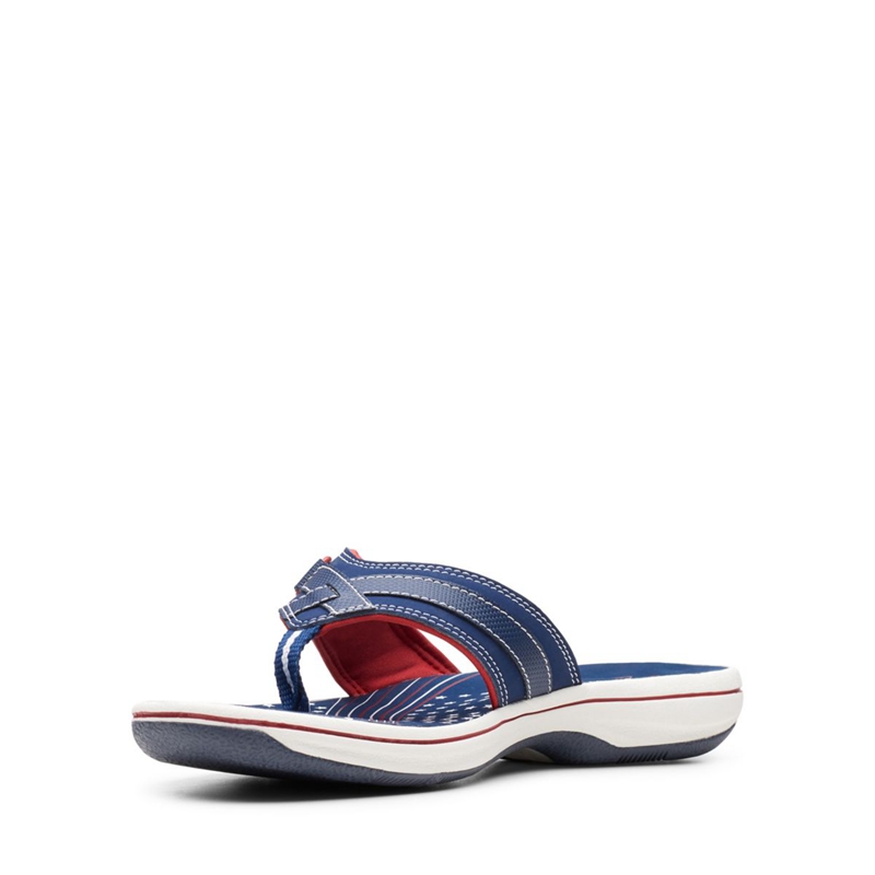 Tong Clarks BREEZE SEA Bleu Marine Rouge Femme|PQN-5009688